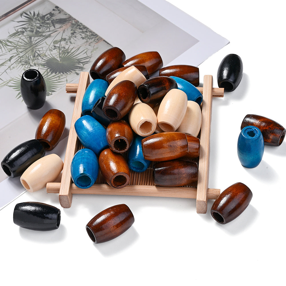 Mixed Color Oval Wooden Beads