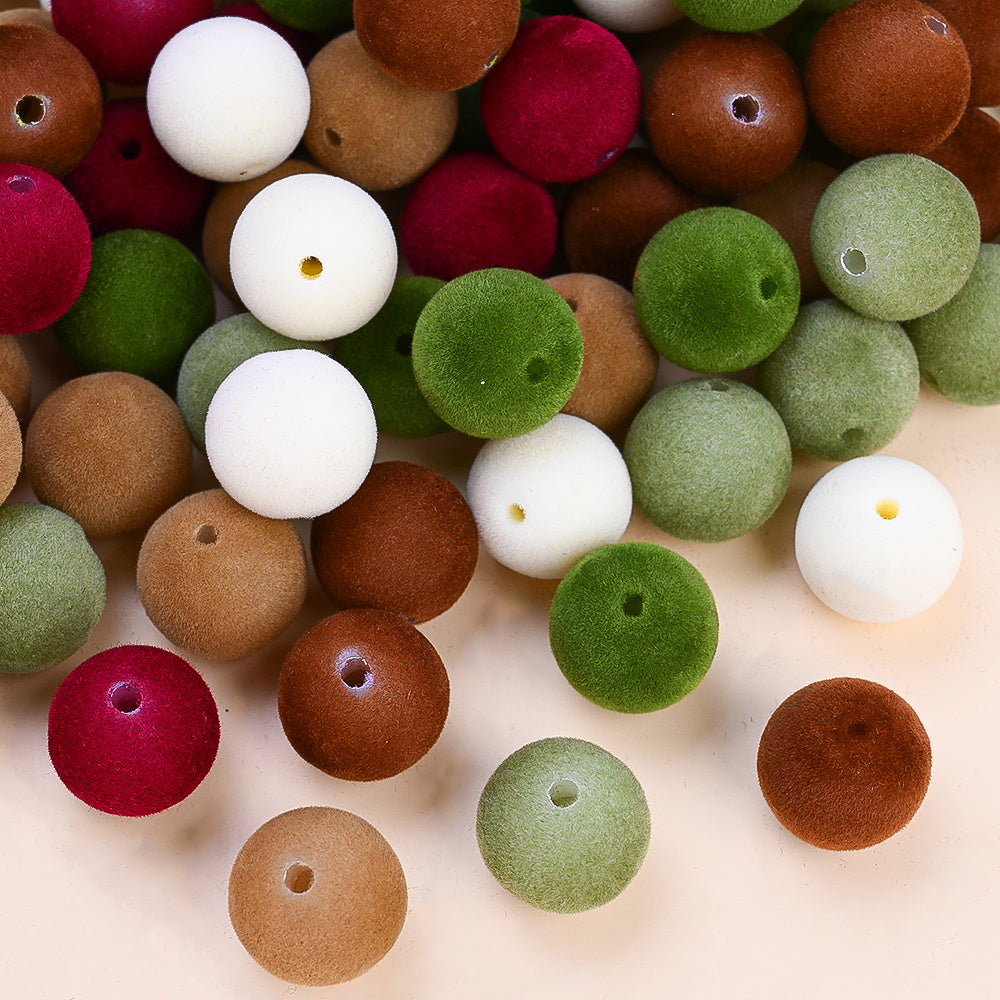 16mm Velvet Flocked Acrylic Round Beads