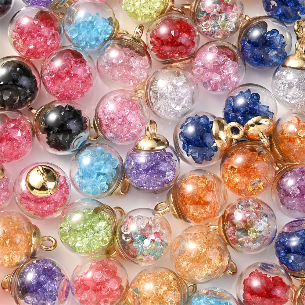 Rhinestone Glass Ball Pendants