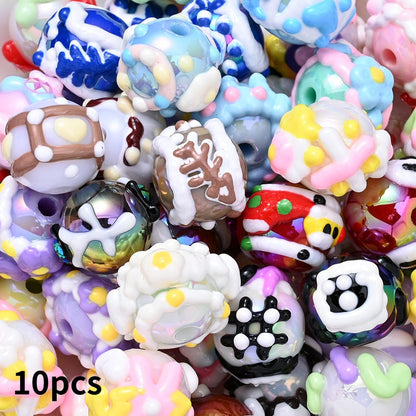 Painted Mixed Color Acrylic Beads