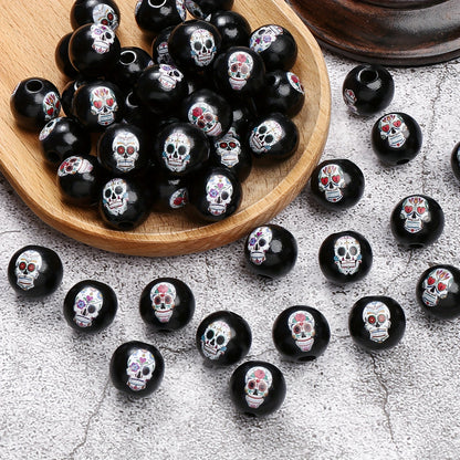Halloween Skull Wooden Spacer Beads