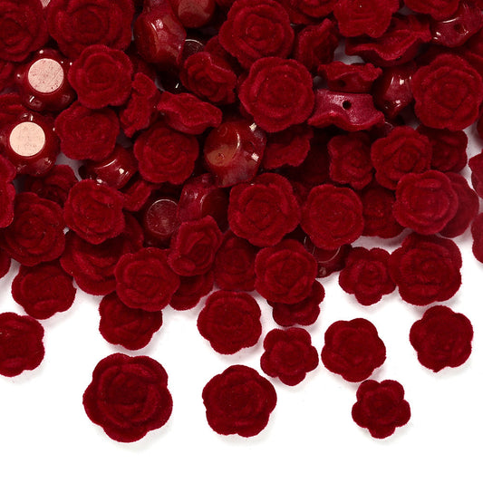 Red Flocking Rose Patches