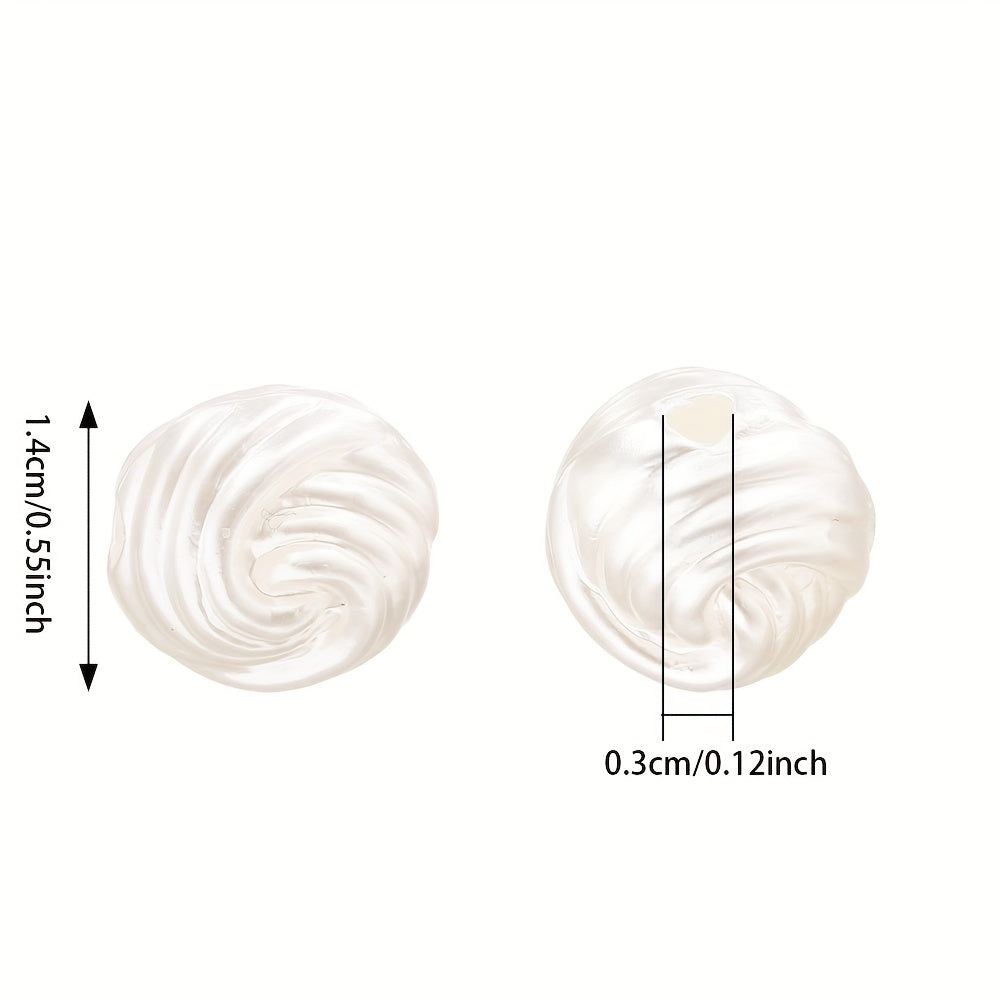 20PCS 14mm White Flower Roll Pattern Acrylic Bead Set