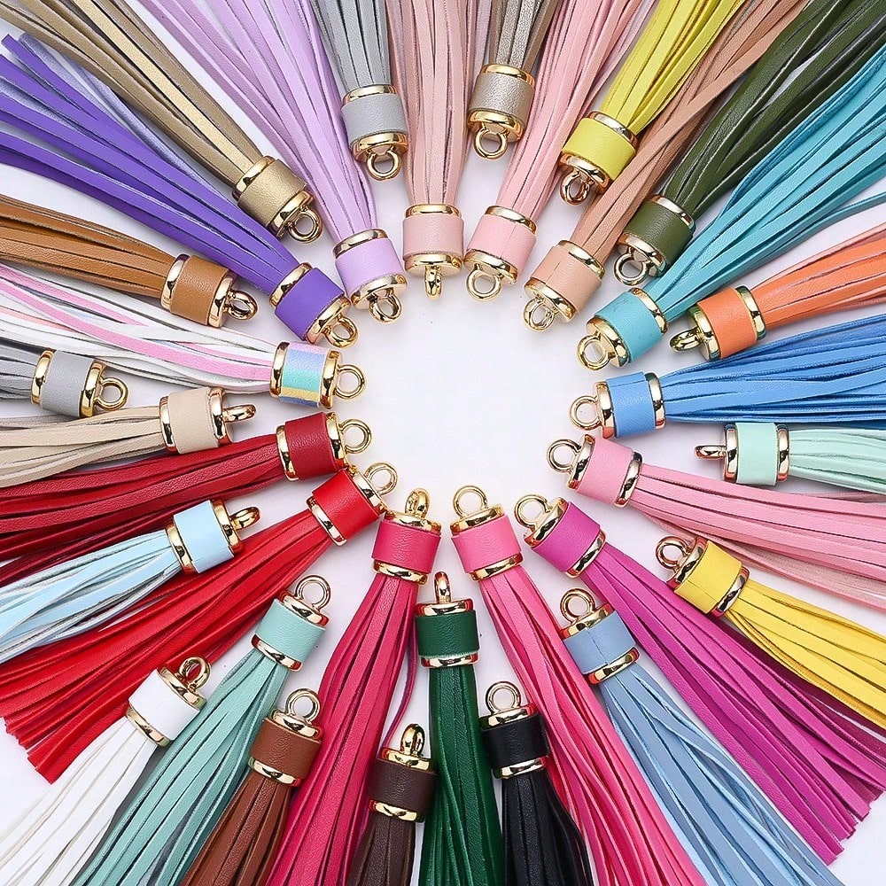 Leather Tassel Metal Keychains