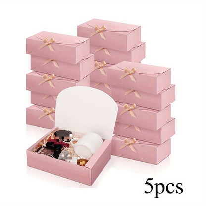 5-Piece Gift Packaging Boxes with Gold Ribbons