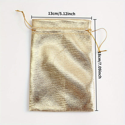 10-Piece Silver Gray Beaded Drawstring Jewelry Pouches