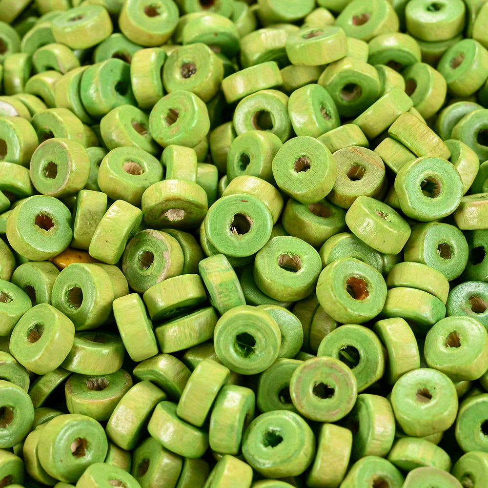 100PCS 8mm Flat Round Wooden Spacer Bead Set