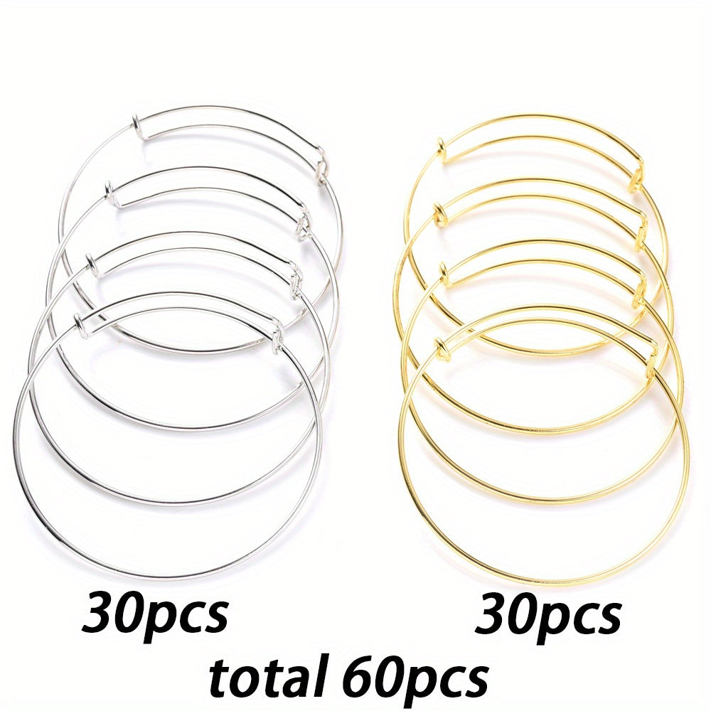 60-Piece Gold & White K Basic Bangle Bracelet Set