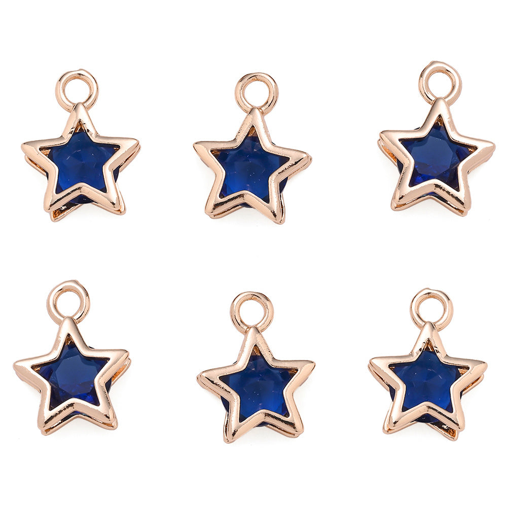 Rhinestone Star Copper Charms
