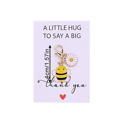 Yellow Bee and Flower Keychain with Thank You Card