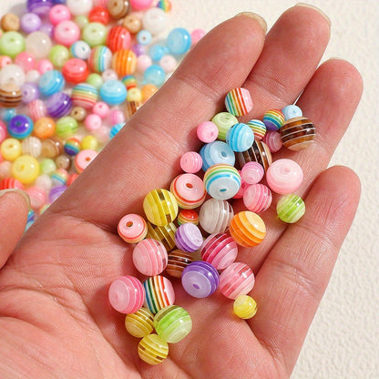 Translucent Rainbow Striped Acrylic Beads