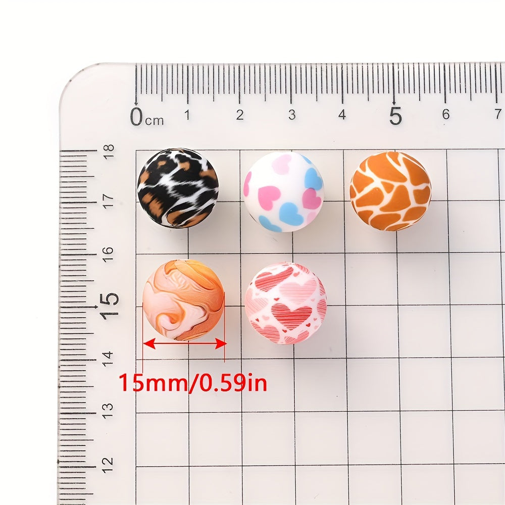 Mixed Color Heart Silicone Beads