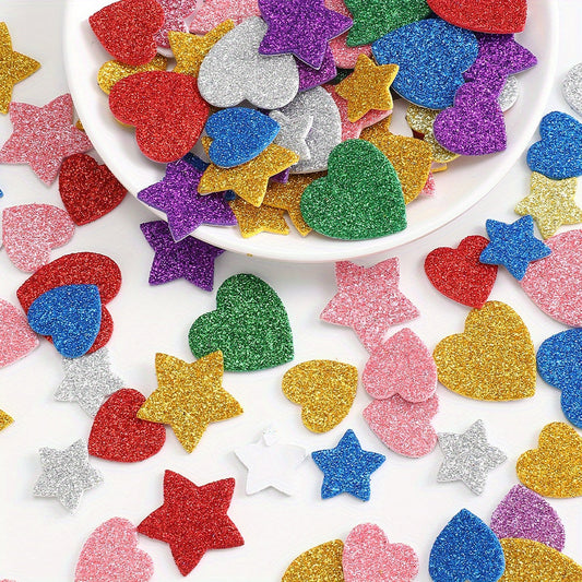 150-Piece Random 1.8-2.5 cm Glitter Star & Heart Stickers