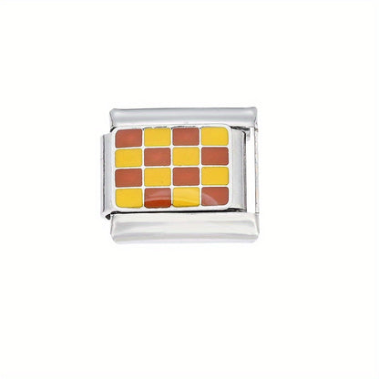Checkerboard Stainless Steel Charm Module