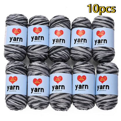 10PCS 10×4cm Rainbow Gradient Polyester Knitting Yarn