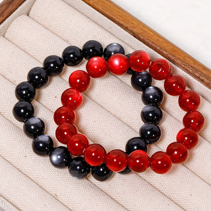 8/10 mm Red and Black Cat's Eye Resin Beads