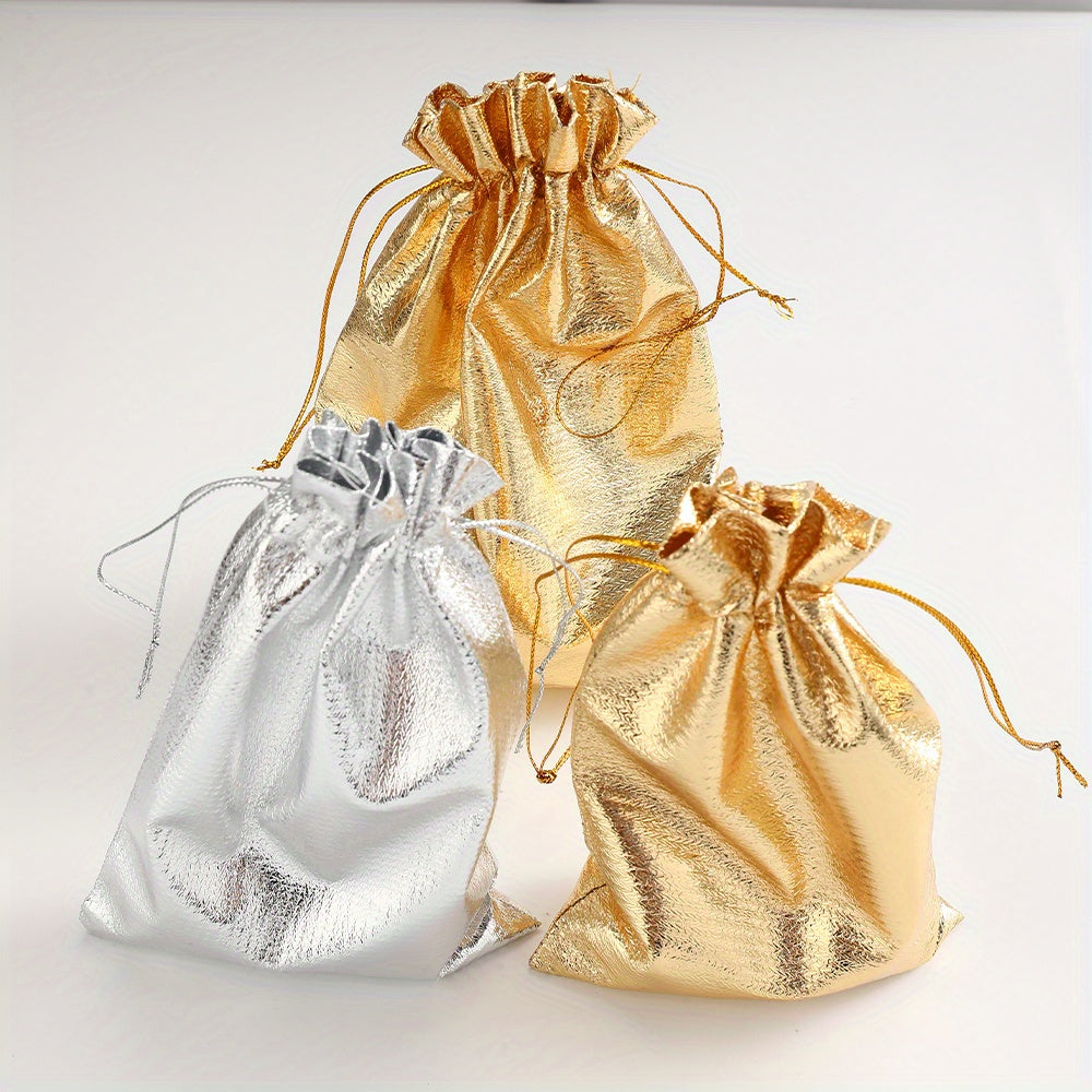 10-Piece Silver Gray Beaded Drawstring Jewelry Pouches