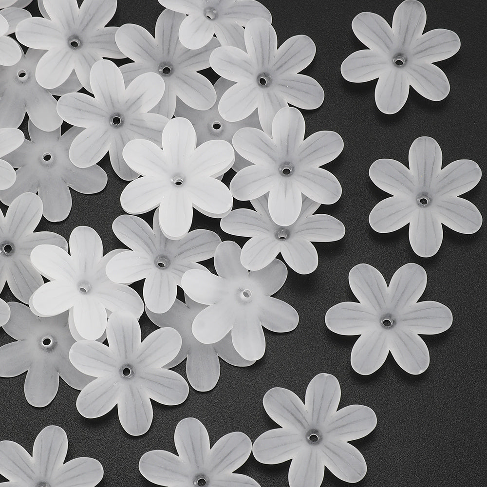 White Six-Valve Acrylic Beads