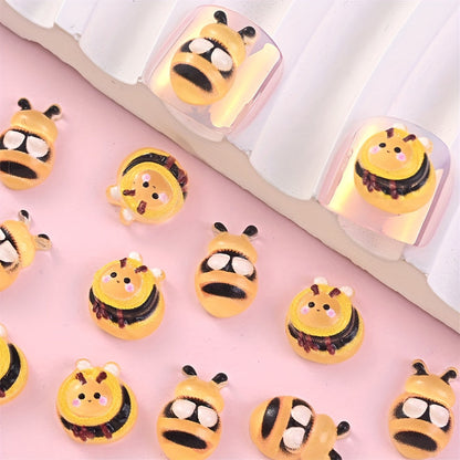 Yellow Bee Pattern Acrylic Beads