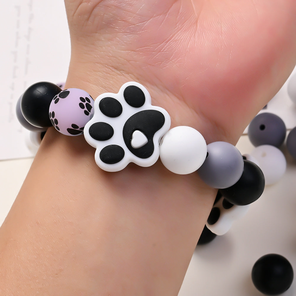 40PCS Paw Shape Silicone Bead Set