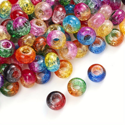 20PCS 8×14mm Bicolor Crack Gradient Acrylic Beads