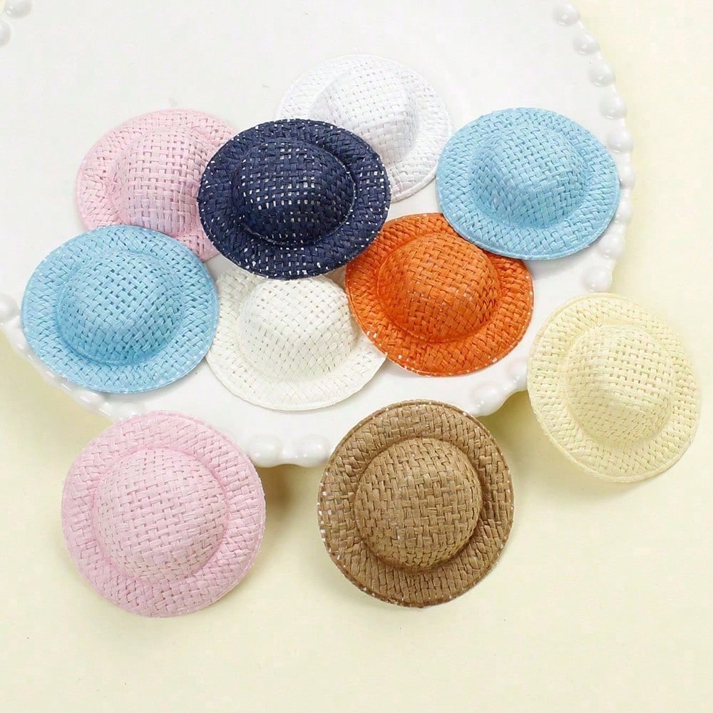 30-Piece Miniature Bohemian Straw Doll Hats