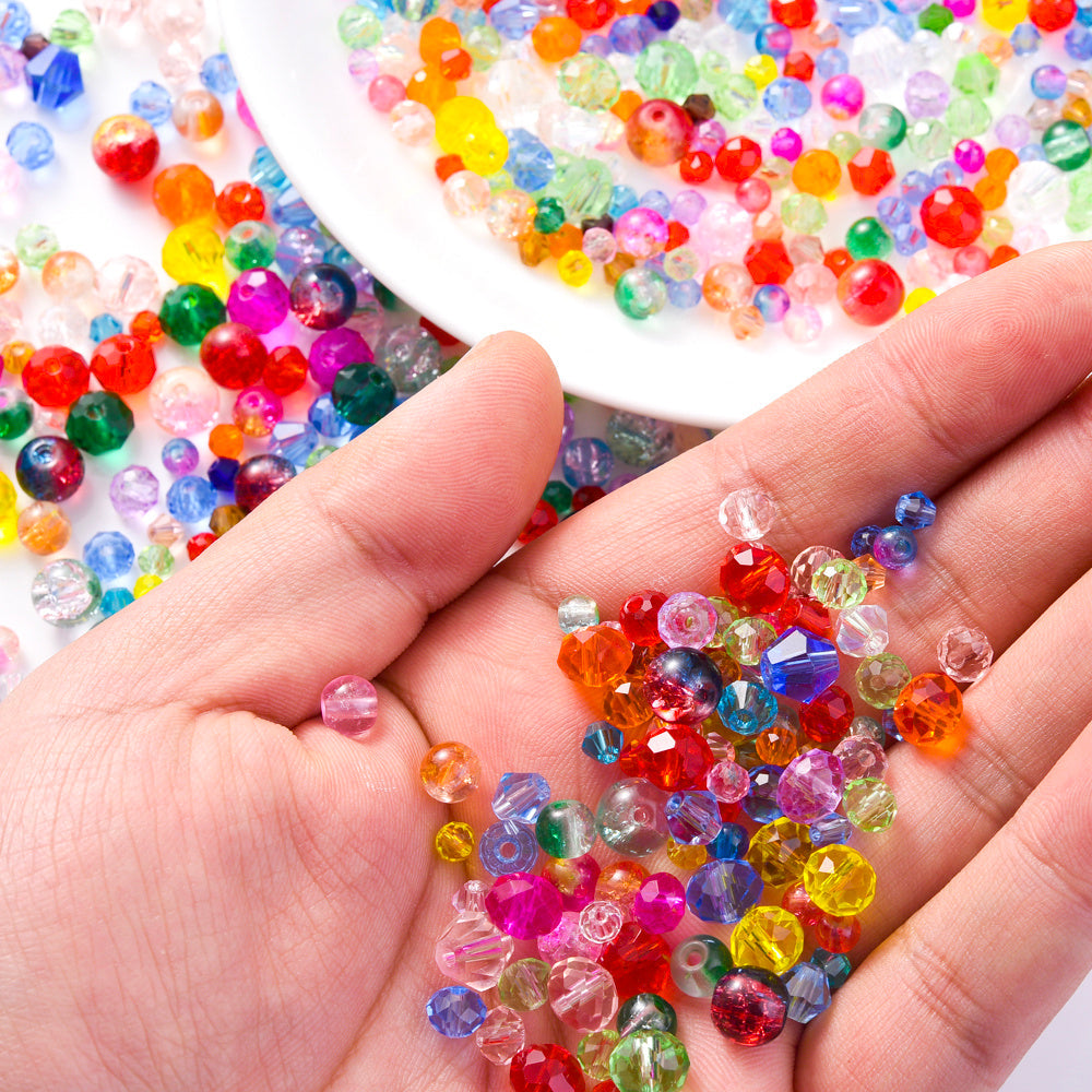 800-Piece Mixed Geometric Gradient Glass Spacer Beads