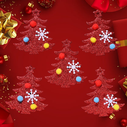 10PCS 65–75mm Green & Red Christmas Fabric Appliques