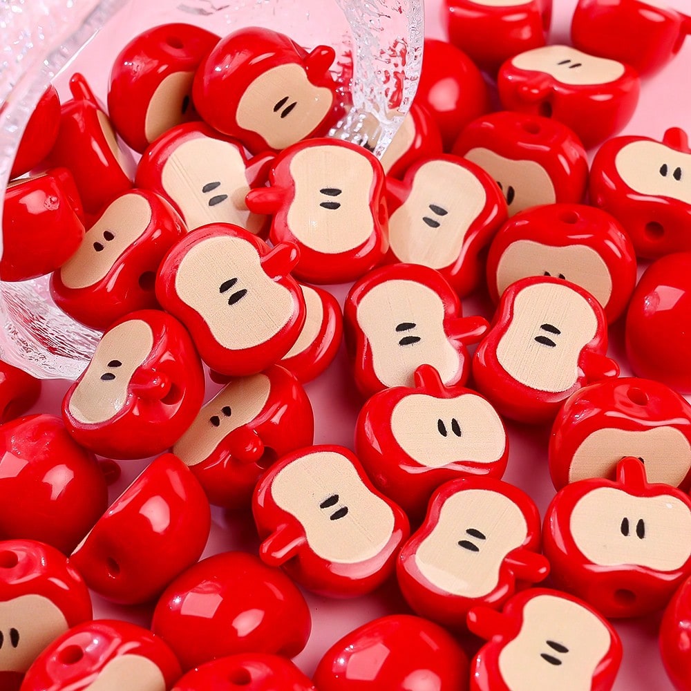 Christmas Red Apple Acrylic Beads