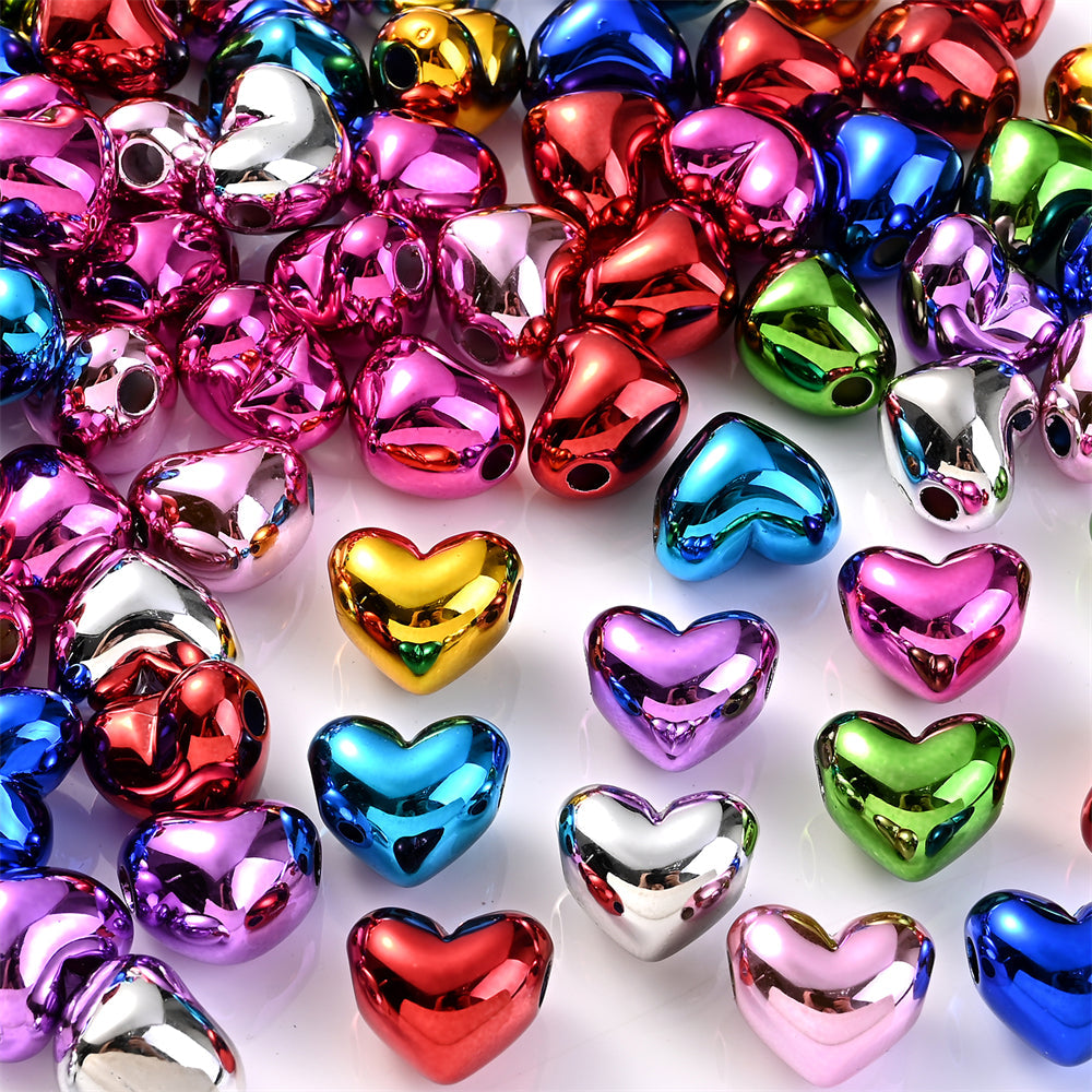 Colorful Heart Acrylic Spacer Beads