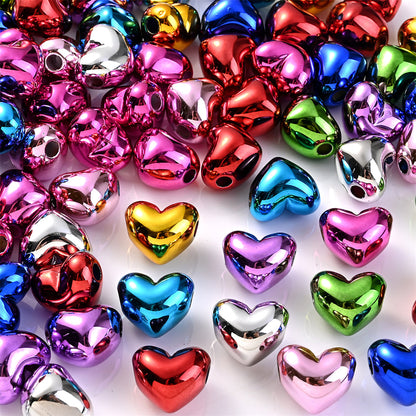 Colorful Heart Acrylic Spacer Beads