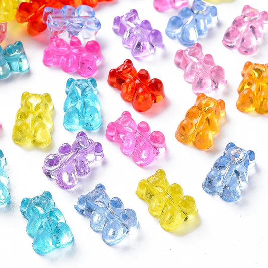 500-Piece 18x11 mm Transparent Gummy Bear Acrylic Beads