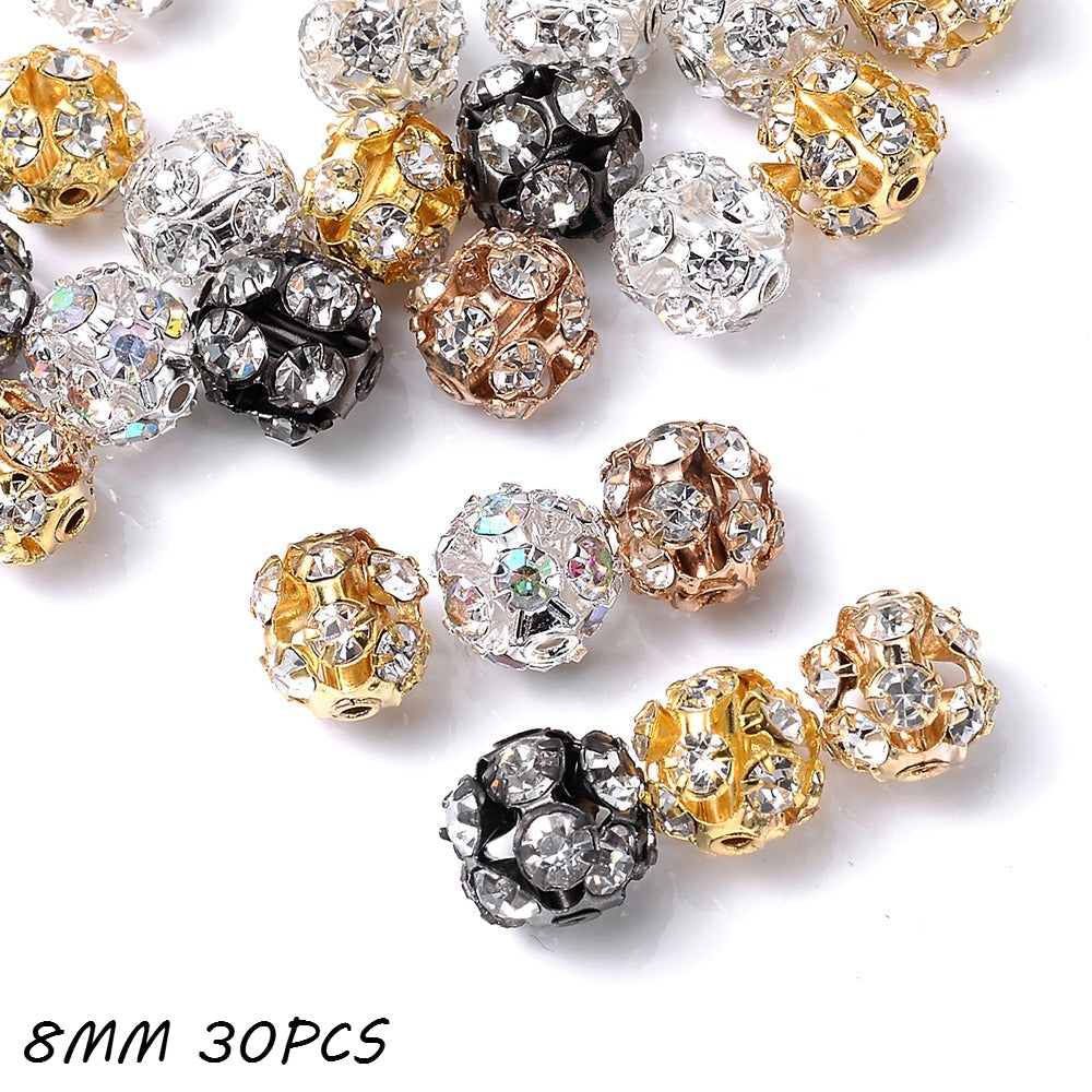 Mixed Color Alloy Rhinestone Round Spacer Beads