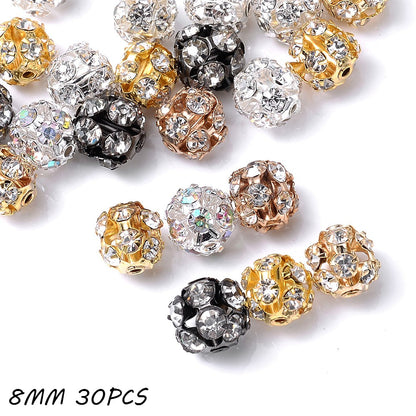 Mixed Color Alloy Rhinestone Round Spacer Beads