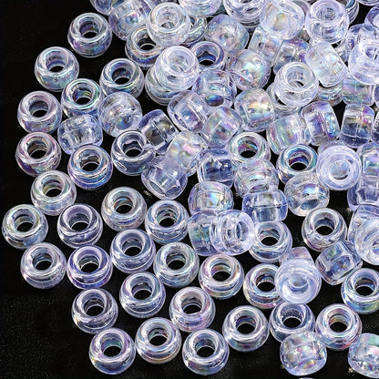 White Clear Pony Beads