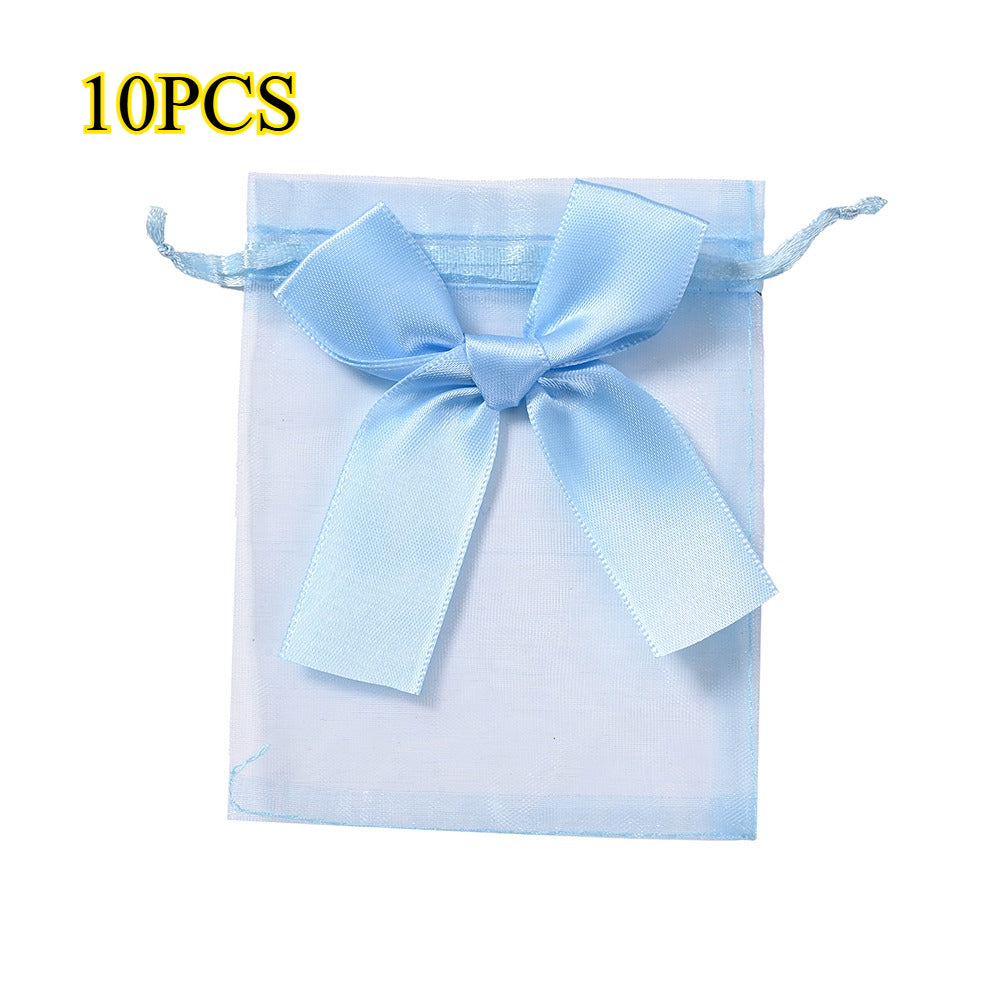 10PCS Organza Drawstring Gift Bag Set with Bowknot