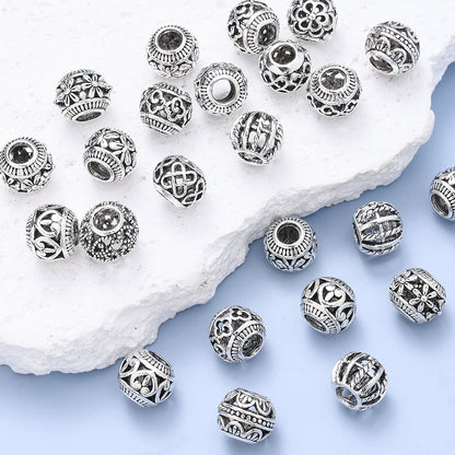 Retro Hollow Zinc Alloy Large Hole Spacer Beads