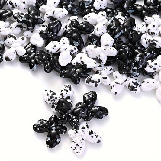 Black and White Butterfly Acrylic Beads