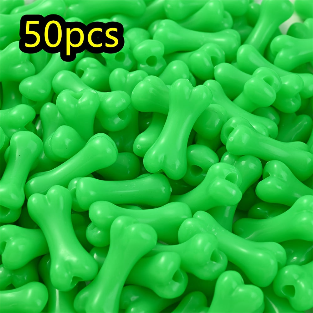 50pcs/set 9x20mm Colorful Bone-Shaped Acrylic Beads