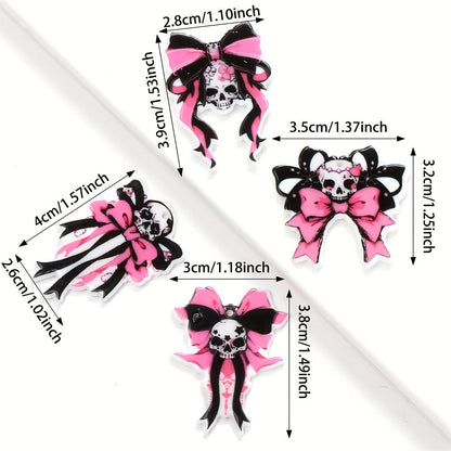 Pink Black Bow Acrylic Spacer Beads