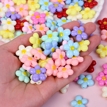 20pcs 21mm Acrylic Straight Hole Flower Spacer Beads