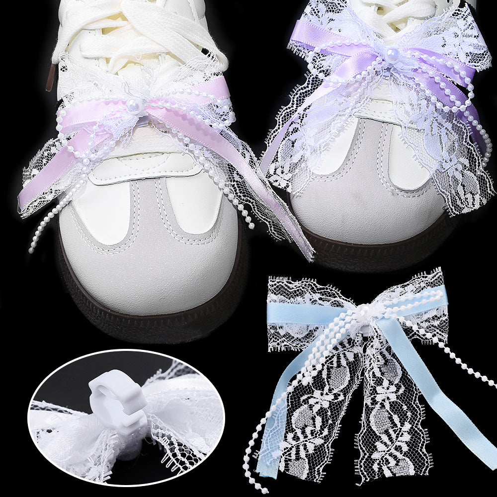 Lace Bow Pearl Butterfly Shoe Clips