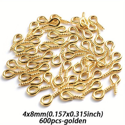 600-Piece Multicolor Screw Eye Pins