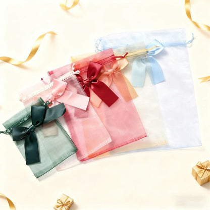 10PCS Organza Drawstring Gift Bag Set with Bowknot