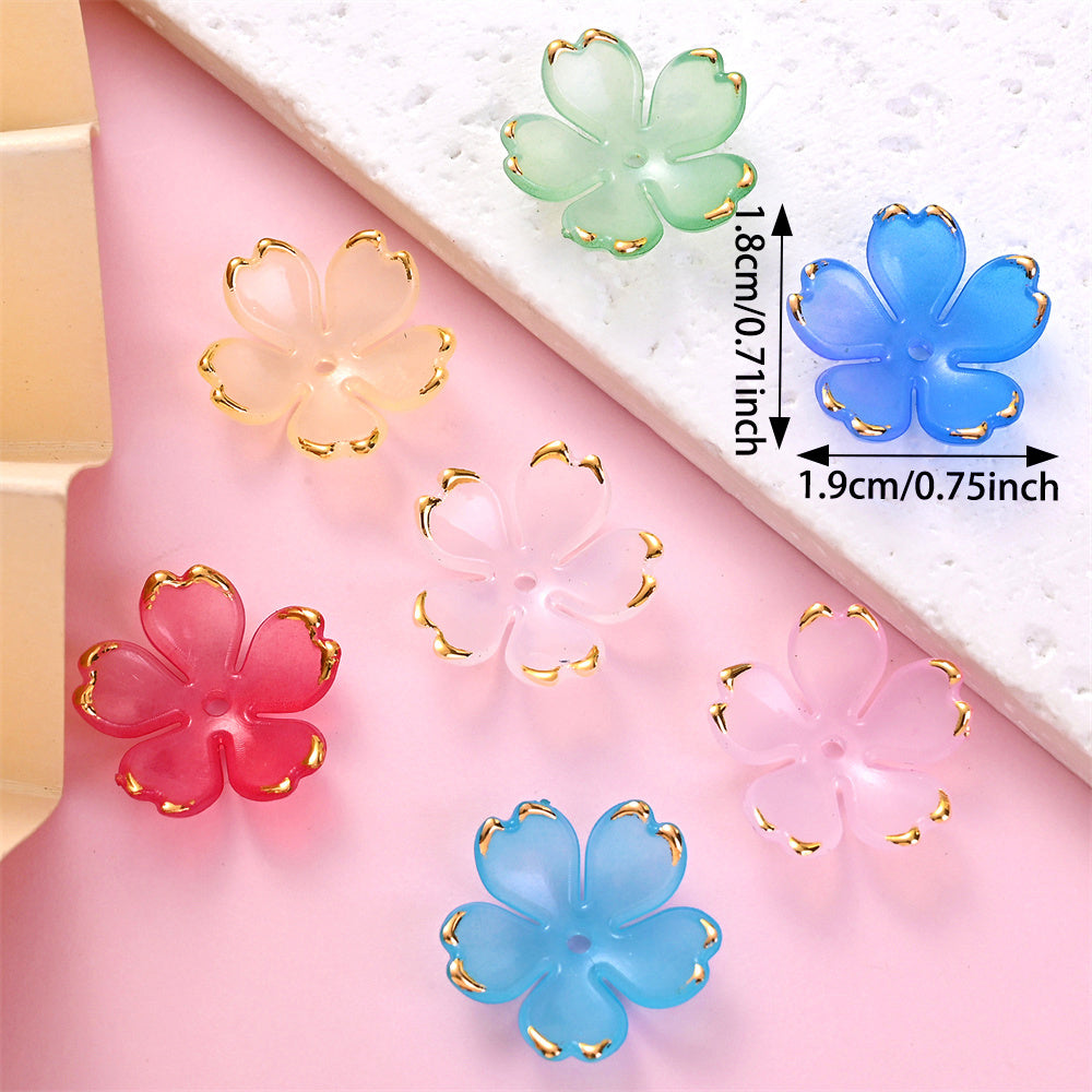 200PCS 19mm Colorful Five-Petal Flower Acrylic Beads