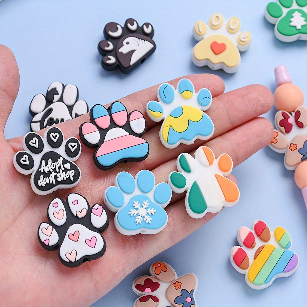 Dog Paw Silicone Focal Beads