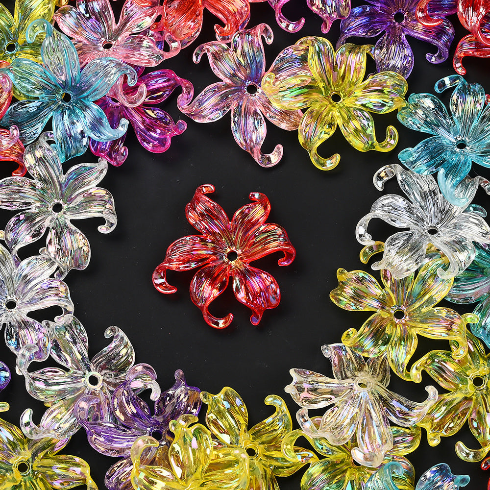 Acrylic AB Iridescent Petal Beads