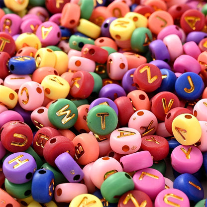 100PCS 4×7mm Heart-Shaped A-Z Letter Acrylic Bead Set