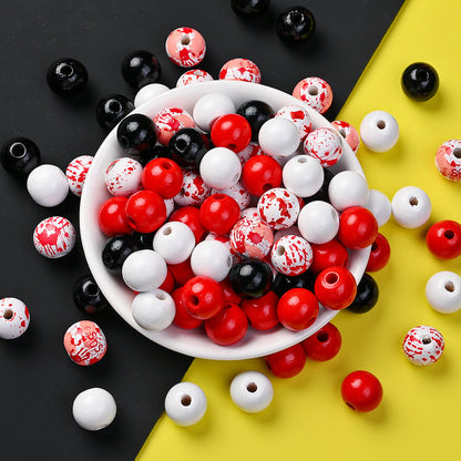 120pcs Halloween Wood Beads Set