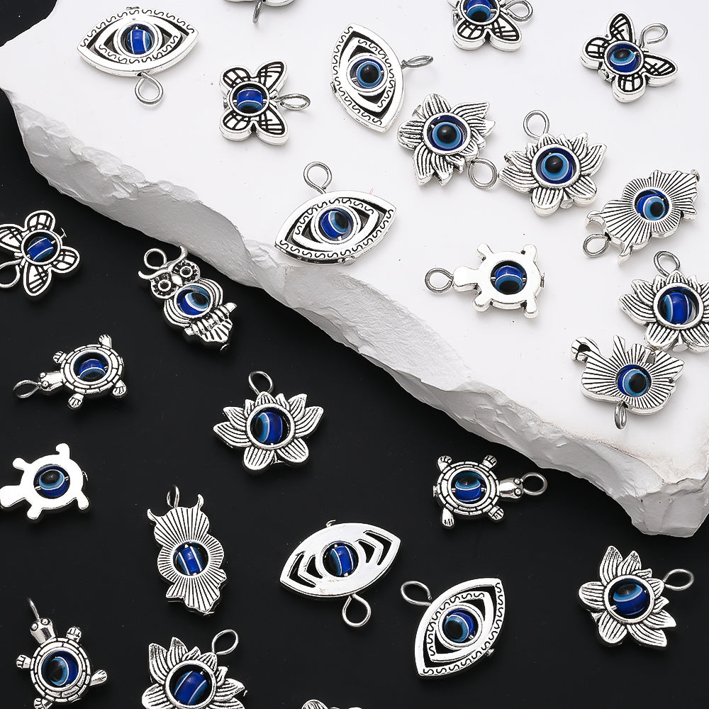 50PCS Vintage Evil Eye Alloy Pendant Set